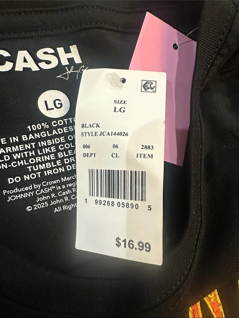 Johnny Cash Black Graphic Tee with Orange & Yellow Print - Picture 6 of 10